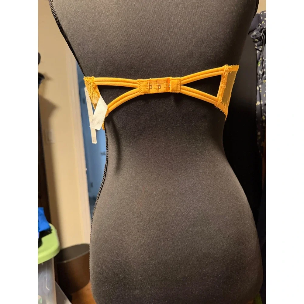 Urban Outfitters Out From Under Lace Corset Bustier Top Gold Orange Strapless M